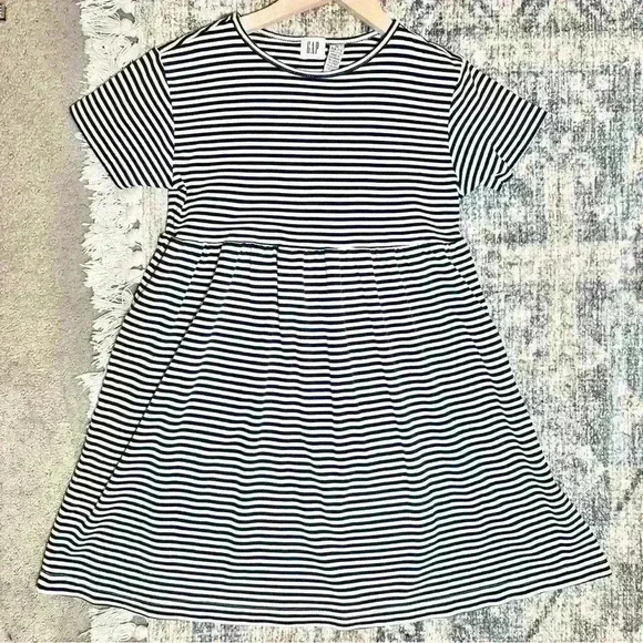 GAP Kids Black and White Striped Cotton Dress Size 7-8 Years - Picture 6 of 8